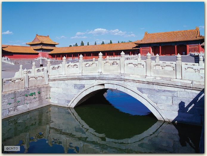 View of a bridge over the inner moat in the Imperial Palace - Forbidden City, Beijing, China PRC